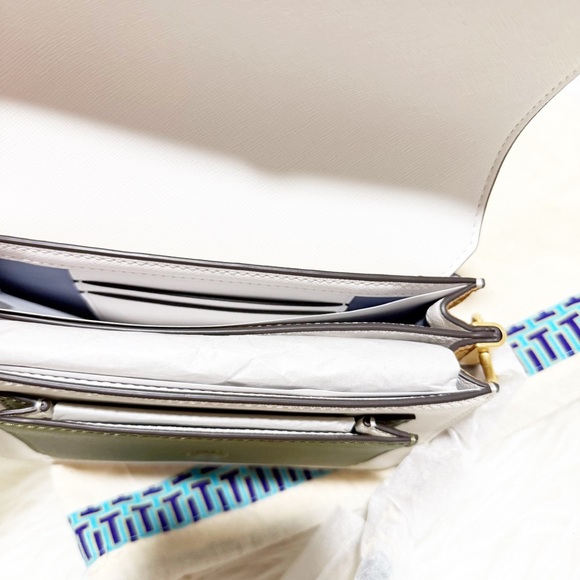 Tory Burch Robinson Color Block Mini Shoulder Bag (Cloud Blue-Ivory-Suede-Green) - Picture 15 of 17